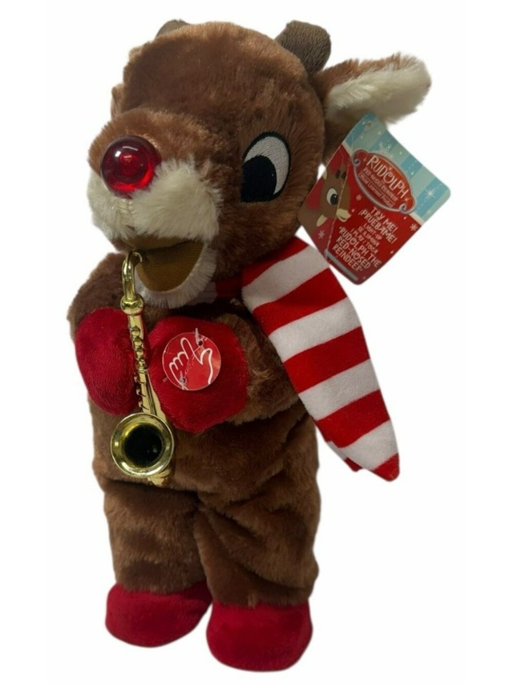 Rudolph the Red Nose Reindeer Animated Plush Plays Saxophone Sings Dances DanDee